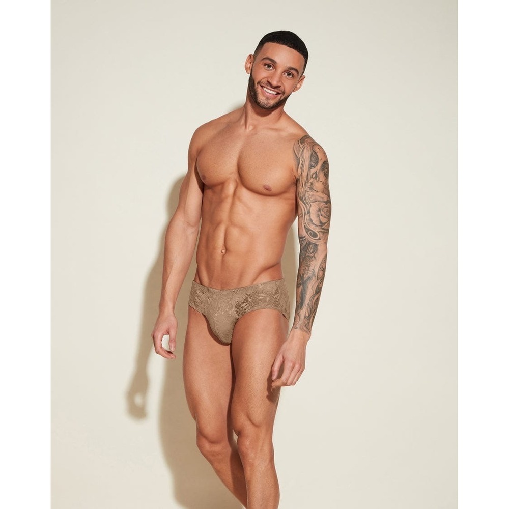 Cosabella‎ Never Say Never Mens Lace Briefs Taupe Floral Low Rise Underwear NEW